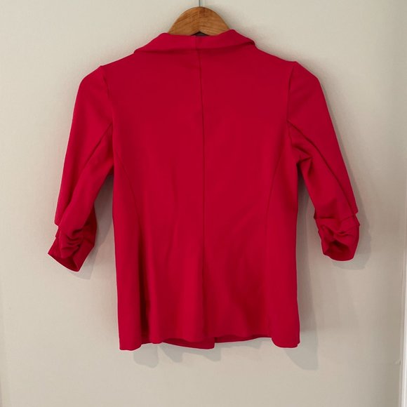 Altar’d State Blazer Hibiscus Hot Pink Stretch 3/4 Sleeve Ruched Size Small - Picture 6 of 8